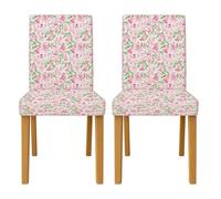 Floral Print Chair Covers for Dining Chairs, Stretch Washable Spandex Seat Protectors, Elegant Decorative Slipcovers for Kitchen Dining Room 2pcs