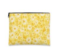 Floral Print Chrysanthemum Makeup Bag, Cute Cosmetic Pouch for Travel, Spring Toiletry Organizer, Yellow, 7x9 Inch, Chrysanthemum