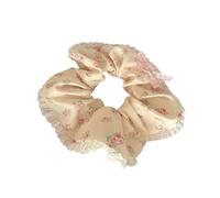 Floral Print Elastic Hair Scrunchy Delicate Lace Edging Comfortable Stretchy Ponytail Holder Casual Sports Hair Decors Ponytail Holder
