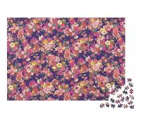 Floral Print Fabric 1000 Piece Jigsaw Puzzles Dense Colorful Flower Field Pattern for Adults Educational Games Beautiful Decoration Challenge High Difficulty Birthday 52x38cm000pcs G