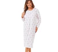 Floral Print Full Sleeve Nighties for Women Breathable 100% Cotton Ladies Nightdress with Stylish Front Bow Nightdresses for Women UK Size 8-26 (12-14, Pink)