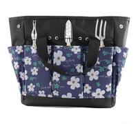 Floral Print Garden Tool Bag, 600D Oxford Multi-Pocket Storage Kit with Compartments, Assorted(A)