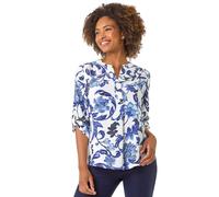 Floral Print Gathered Blouse Roman Blue 18