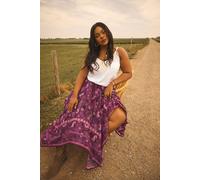 Floral Print Hanky Hem Skirt Yours Red 22-24