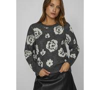 Floral Print Jumper in Fine Knit medium grey