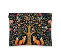 Floral Print Makeup Bag, Garden Cosmetic Travel Bag for Women, Portable Canvas Zipper Organizer, Great Gift for Festivals and Occasions Inspired by the, orange, 7x9 Inch, Fox