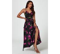Floral Print Maxi Dress In Black FS Collection Black XL