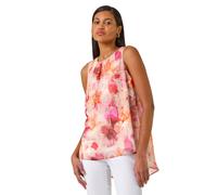 Floral Print Metallic Shell Top Roman Coral 20
