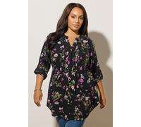 Floral Print Pintuck Blouse Yours Black 26-28
