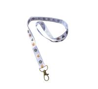 Floral Print Ribbon Lanyard - 2cm Neck Strap with Lobster Clasp - Flower Autumn Butterfly Badge Holder or Keychain - Individual or Bundle Pack (Bronze Buttons)