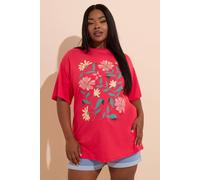 Floral Print Short Sleeve T-Shirt Yours Red 26-28