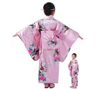 Floral Print Silk Fabric Cultural Dress Kimono Costume