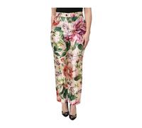 Floral Print Silk Trousers - female - Dolce & Gabbana - Straight Trousers - Multicolor - S - Trousers S