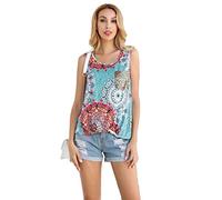 Floral Print Sleeveless Vest Tops Women UK - Twist Front Sequin Pocket Curve Hem Summer Camisole & Yoga Tops for Women UK (Multi, S)