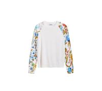 Floral Print Sweater Raglan Sleeves- White Knitwear Desigual White L