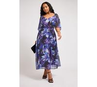 Floral Print V-Neck Maxi Dress Yours Dark Navy 16