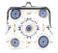 Floral Print Wallet for Women Leather Kiss Closure Money Change Wallet for Girls Magic Evil Eyes UNITALLA Magic Evil Eyes UNITALLA Classic, Evil Eye Magic, UNITALLA, Classic