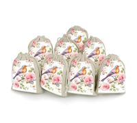 Floral Print Watercolor Robin Bird 8 PCS Muslin Bags with Drawstring Sachet Bags Empty Small Cotton Drawstring Bag Muslin Reusable & Washable Cotton Bag for Herb Spice Candy Soap Jewelry Wedding Gift