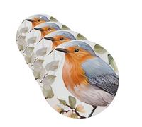 Floral Print Watercolor Robin Bird Car Air Freshener Cards for Women Men 4 Pack Cute Car Accessories Long Lasting Scent Car Diffuser Hanging Auto Aromatherapy Tablets Car Fresheners Gifts