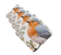 Floral Print Watercolor Robin Bird Car Air Freshener Cards for Women Men 4 Pack Cute Car Accessories Long Lasting Scent Car Diffuser Hanging Auto Aromatherapy Tablets Car Fresheners Gifts