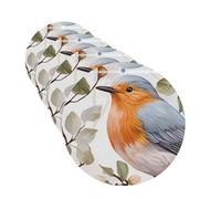 Floral Print Watercolor Robin Bird Car Air Fresheners 4 Pcs Funny Hanging Car Air Fresheners Cute Long Lasting Scented Mirror Hanging Decoration Ornaments Gift For Men Women Round Shape