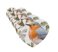 Floral Print Watercolor Robin Bird Car Air Fresheners 4 Pcs Funny Hanging Car Air Fresheners Cute Long Lasting Scented Mirror Hanging Decoration Ornaments Gift For Men Women Heart Shape