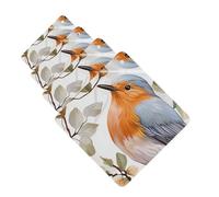 Floral Print Watercolor Robin Bird Car Air Fresheners 4 Pcs Funny Hanging Car Air Fresheners Cute Long Lasting Scented Mirror Hanging Decoration Ornaments Gift For Men Women Square