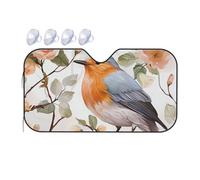Floral Print Watercolor Robin Bird Car Windshield Sun Shade Foldable Car Front Window Sunshade for Sun, Heat and UV Rays, Auto Sun Blocker Visor Protector for Cars, SUVs Medium