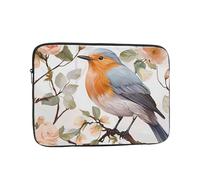Floral Print Watercolor Robin Bird Laptop Case 12 inch, Shockproof Protective Computer Sleeve Cover Water Resistant Laptop Bag Carrying Tablet Cover Briefcase Handbags Gifts for Men Women