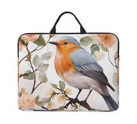 Floral Print Watercolor Robin Bird Laptop Case Sleeve 14 inch Shockproof Protective Notebook Case Travel Laptop Bag with Handle Waterproof Computer Cover Briefcase Handbags for Men Women