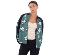 Floral Print Winter Quilted Bomber Jacket In Green CY Green S/M