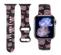 Floral Printed Band Compatible with Apple Watch Bands Women 38 40 41 42mm,Soft Silicone Pattern Printed Cute Sport Wristband for iWatch Series11 10 9 8 7 6 5 4 SE/Ultra 3 2 1 (K5-Cute Cat, 38mm)