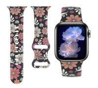 Floral Printed Band Compatible with Apple Watch Bands Women 42 44 45 46 49mm,Soft Silicone Pattern Printed Cute Sport Wristband for iWatch Series11 10 9 8 7 6 5 4 SE/Ultra 3 2 1 (K2-Cute Flower, 49mm)
