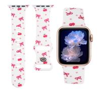 Floral Printed Band Compatible with Apple Watch Bands Women 42 44 45 46 49mm,Soft Silicone Pattern Printed Cute Sport Wristband for iWatch Series11 10 9 8 7 6 5 4 SE/Ultra 3 2 1 (K9-Dot Bowknot, 49mm)