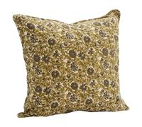 Floral printed cotton cushion cover Green 50x50