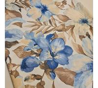 Floral Printed LR Poly Viscose Material Stretch Print Jersey Fabric 58" - 150 cm Wide Sold As 1 Meter Pre - Cut Lengths (White/Ivory)