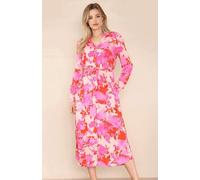 Floral Printed Maxi Shirt Dress Love Sunshine Pink XL