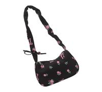 Floral Printed Shoulder Bag for Women Large Capacity Handbag Fashion Armpit Folding Armpit Shopping Bag Large Capacity Shoulder Bag for Women Simple Armpit Bag Handbag, black, Eine Größe