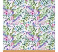 Floral Printed Unicorn Fabric by The Yard Watercolor Colorful Leaf Branches Nature Upholstery Fabric for Chairs and Home DIY Projects Botanical Decorative Waterproof Fabric 1 Yard,(L92*W150cm)