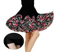 Floral Printing Swing Pleated Latin Dance Skirts for Women Skater Skirts with Shorts Dance Costumes (Multicoloured)