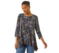 Floral Puff Print Stretch Shirt Roman Blue 16