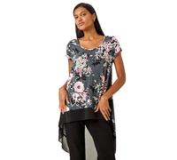 Floral Puff Print Stretch Shirt Roman Grey 16