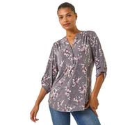 Floral Puff Print Stretch Shirt Roman Grey 18
