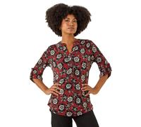 Floral Puff Print Stretch Shirt Roman Orange 10