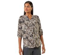 Floral Puff Print Stretch Top Roman Beige 18