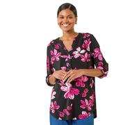 Floral Puff Print Stretch Top Roman Pink 10