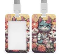 Floral Punk Style Retractable ID Badge Holder with Lanyard - Vertical Badge Reel,Keychain Clip,Name Tag Id Card Holder Protector for Nurse Officer Teacher Security Staff Women Men