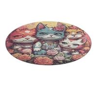 Floral Punk Style Round Area Rug Non Slip Backing Doormat Water Absorbent Plush Throw Low-Pile Non-Slip Floor Mat Carpet for Living Room Bedroom Entryway Nursery Room 60 * 60cm
