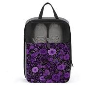 Floral Purple Flowers Pattern Shoe Bag for Travel Daily Use Anti-dust Storage Carrier Golf Shoe Pouch