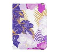 Floral Purple Leather Passport Card Holder Cover Combo Passport Wallet Lightweight